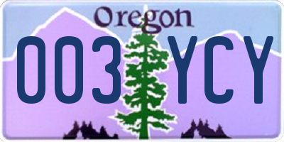 OR license plate 003YCY