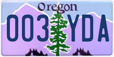 OR license plate 003YDA