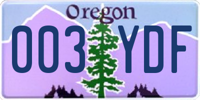 OR license plate 003YDF
