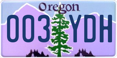 OR license plate 003YDH