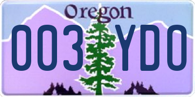 OR license plate 003YDO