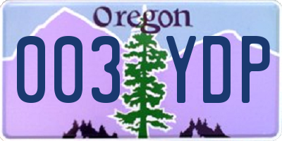 OR license plate 003YDP