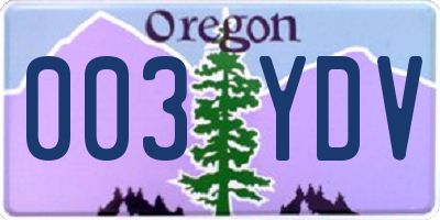 OR license plate 003YDV