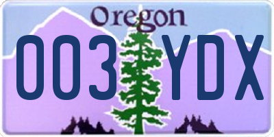 OR license plate 003YDX