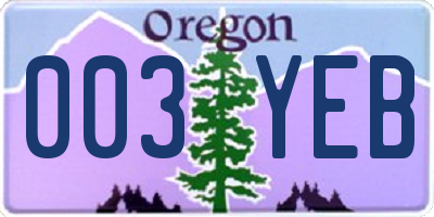 OR license plate 003YEB