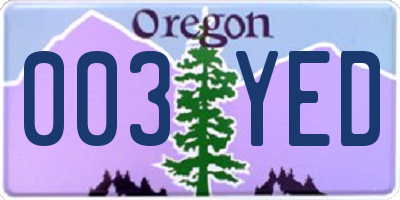 OR license plate 003YED