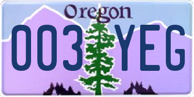 OR license plate 003YEG