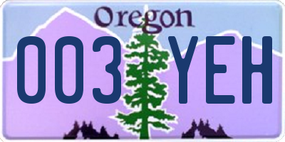 OR license plate 003YEH