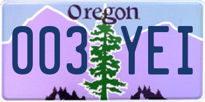 OR license plate 003YEI