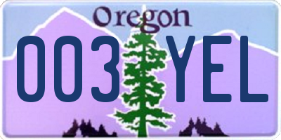 OR license plate 003YEL