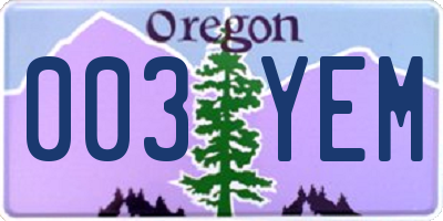 OR license plate 003YEM
