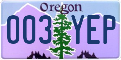 OR license plate 003YEP