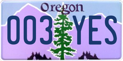 OR license plate 003YES