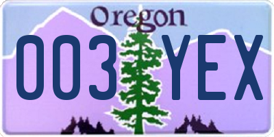 OR license plate 003YEX