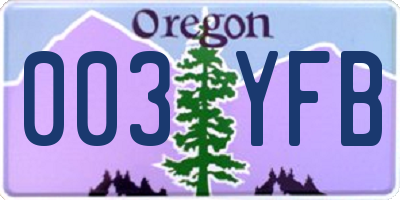 OR license plate 003YFB