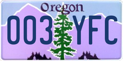 OR license plate 003YFC