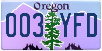 OR license plate 003YFD