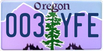 OR license plate 003YFE