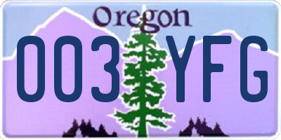 OR license plate 003YFG