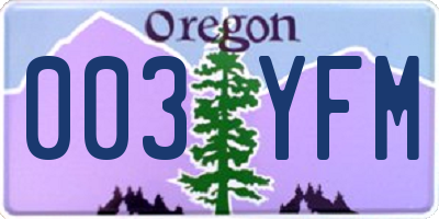 OR license plate 003YFM