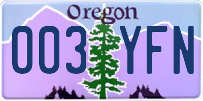 OR license plate 003YFN