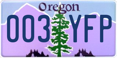 OR license plate 003YFP
