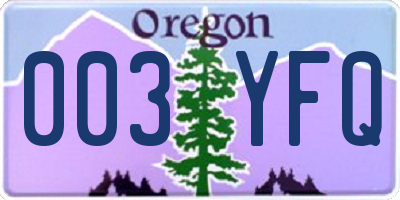 OR license plate 003YFQ