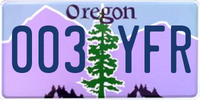 OR license plate 003YFR