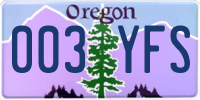 OR license plate 003YFS