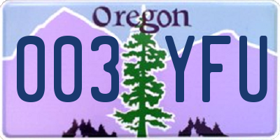 OR license plate 003YFU