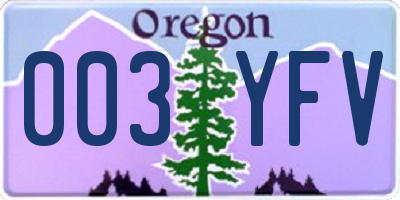 OR license plate 003YFV