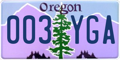 OR license plate 003YGA