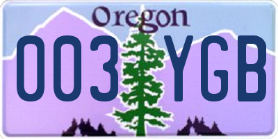 OR license plate 003YGB