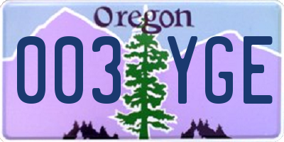 OR license plate 003YGE