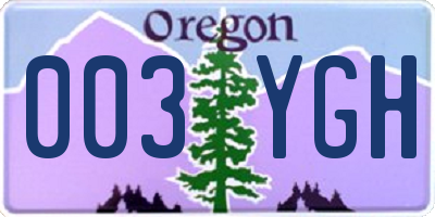 OR license plate 003YGH
