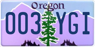 OR license plate 003YGI