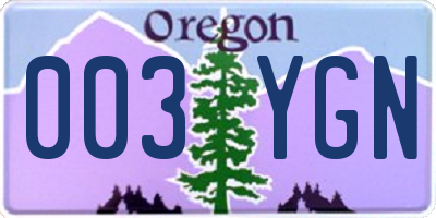 OR license plate 003YGN