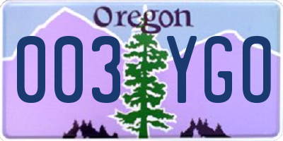 OR license plate 003YGO