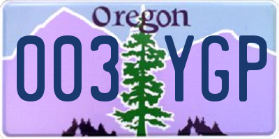 OR license plate 003YGP