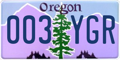 OR license plate 003YGR