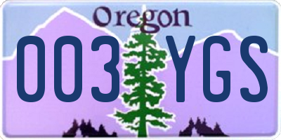 OR license plate 003YGS