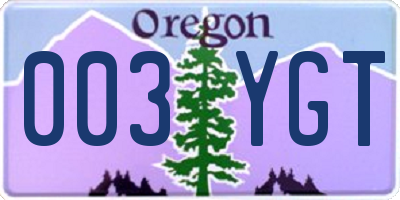 OR license plate 003YGT