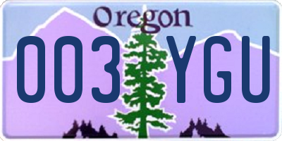 OR license plate 003YGU