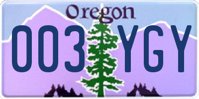 OR license plate 003YGY