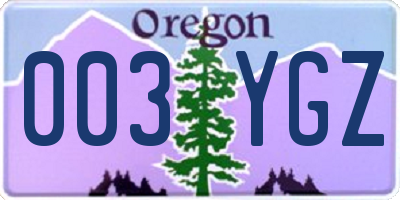 OR license plate 003YGZ