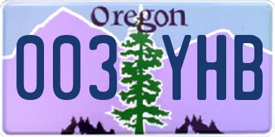 OR license plate 003YHB