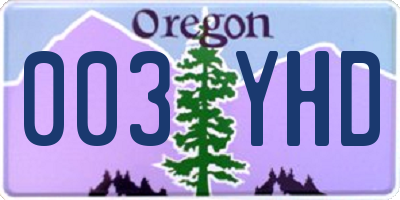 OR license plate 003YHD