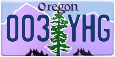 OR license plate 003YHG