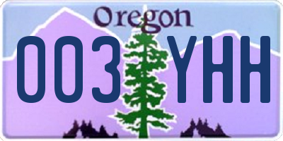 OR license plate 003YHH