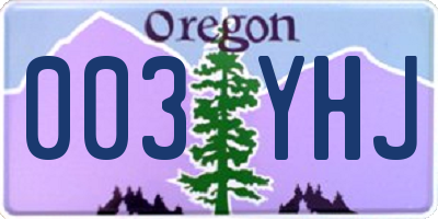 OR license plate 003YHJ